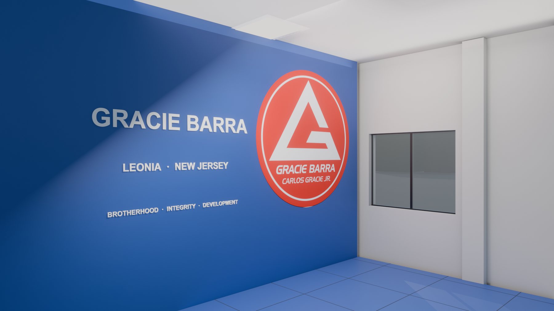 Gracie Barra branded feature wall