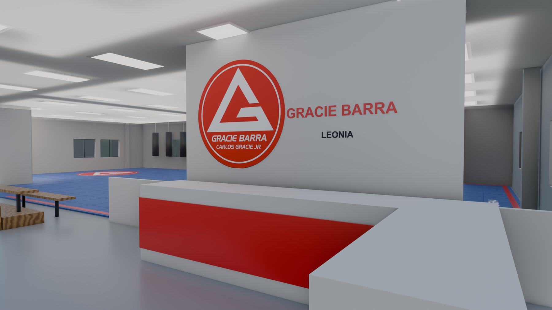 Render of the reception desk and pro shop